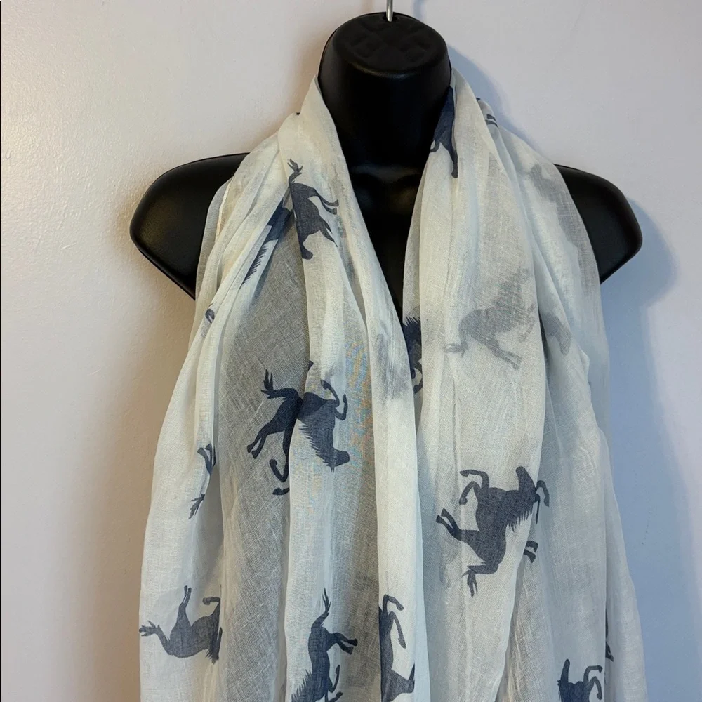 Icing Tryon International Equestrian Center Blue White Horse Scarf Cover Up
